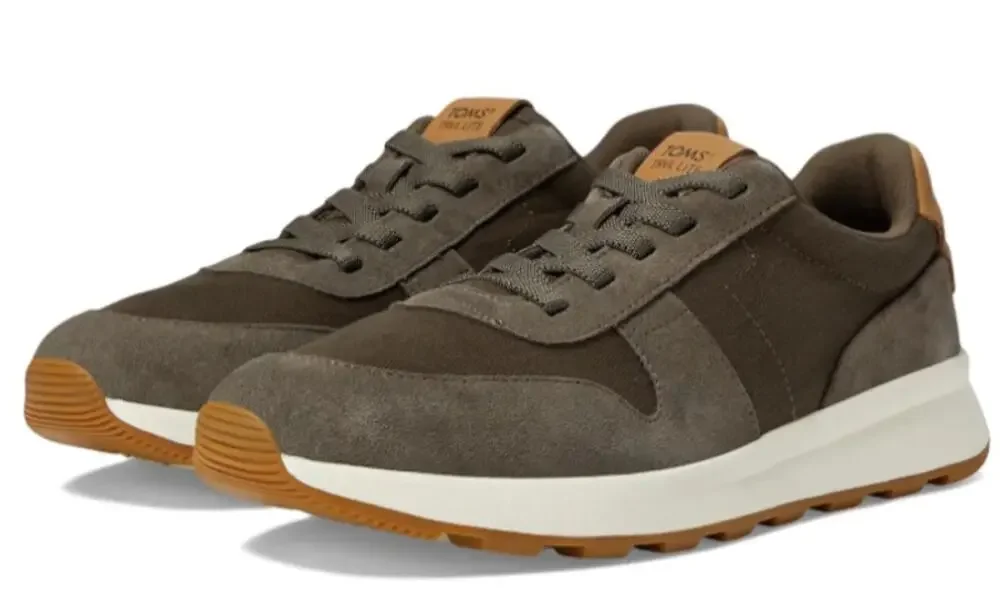 Toms Mens Travel Lite Retro Casual Sneakers Size 11 EU 44 Olive Brown Suede NIB